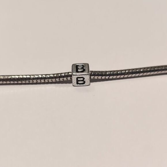 Silver B Spacer Charm‎ for Pandora Style Bracelet - Picture 1 of 5